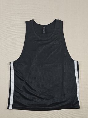 adidas Black Mesh Tank with White Side Stripes Medium